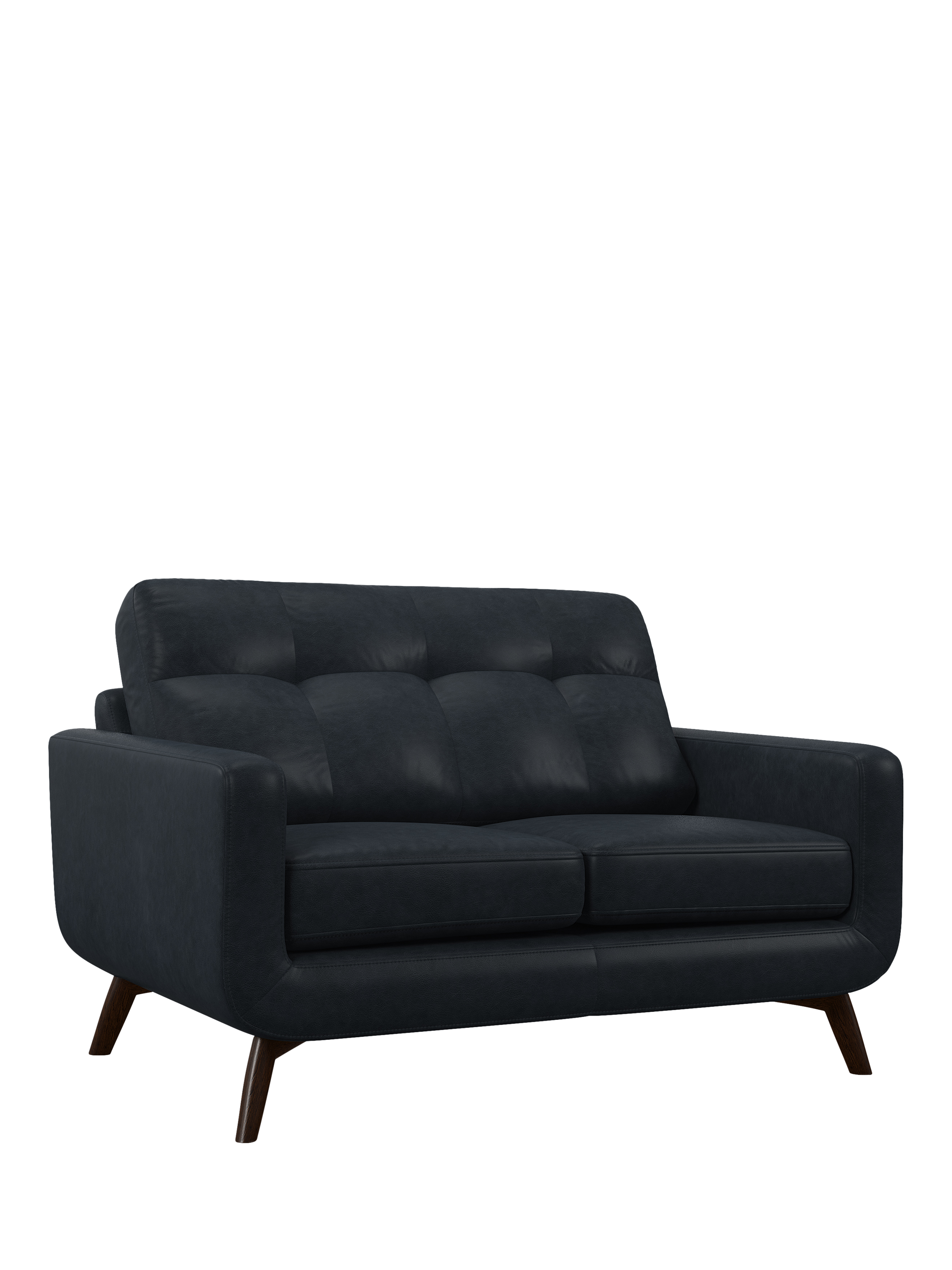 Barbican Range, John Lewis Barbican Small 2 Seater Leather Sofa, Dark Leg, Vintage Jeans