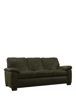 John Lewis Camden Grand 4 Seater Leather Sofa, Dark Leg, Demetra Green