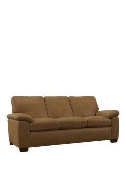 John Lewis Camden Grand 4 Seater Leather Sofa, Dark Leg, Demetra Light Tan