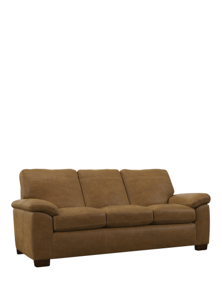 John Lewis Camden Grand 4 Seater Leather Sofa, Dark Leg, Demetra Light Tan
