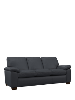 John Lewis Camden Grand 4 Seater Leather Sofa, Dark Leg, Matt Navy