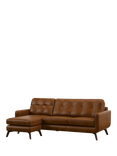 John Lewis Barbican LHF Chaise Leather Sofa, Dark Leg