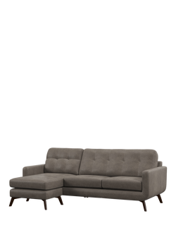 John Lewis Barbican LHF Chaise Leather Sofa, Dark Leg, Demetra Grey