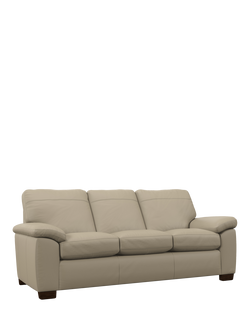 John Lewis Camden Grand 4 Seater Leather Sofa, Dark Leg, Matt Pearl