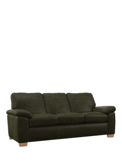 John Lewis Camden Grand 4 Seater Leather Sofa, Light Leg, Demetra Green
