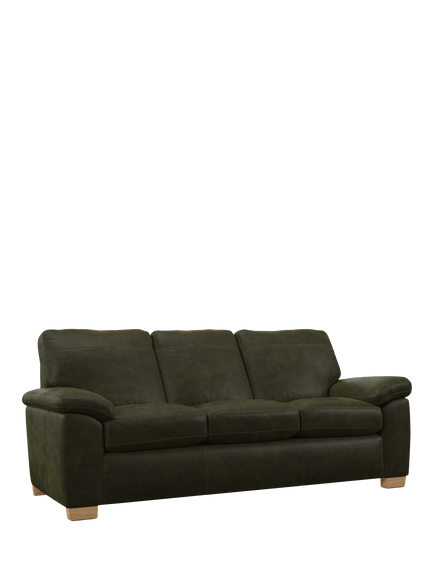 John Lewis Camden Grand 4 Seater Leather Sofa, Light Leg, Demetra Green