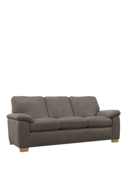 John Lewis Camden Grand 4 Seater Leather Sofa, Light Leg, Demetra Grey