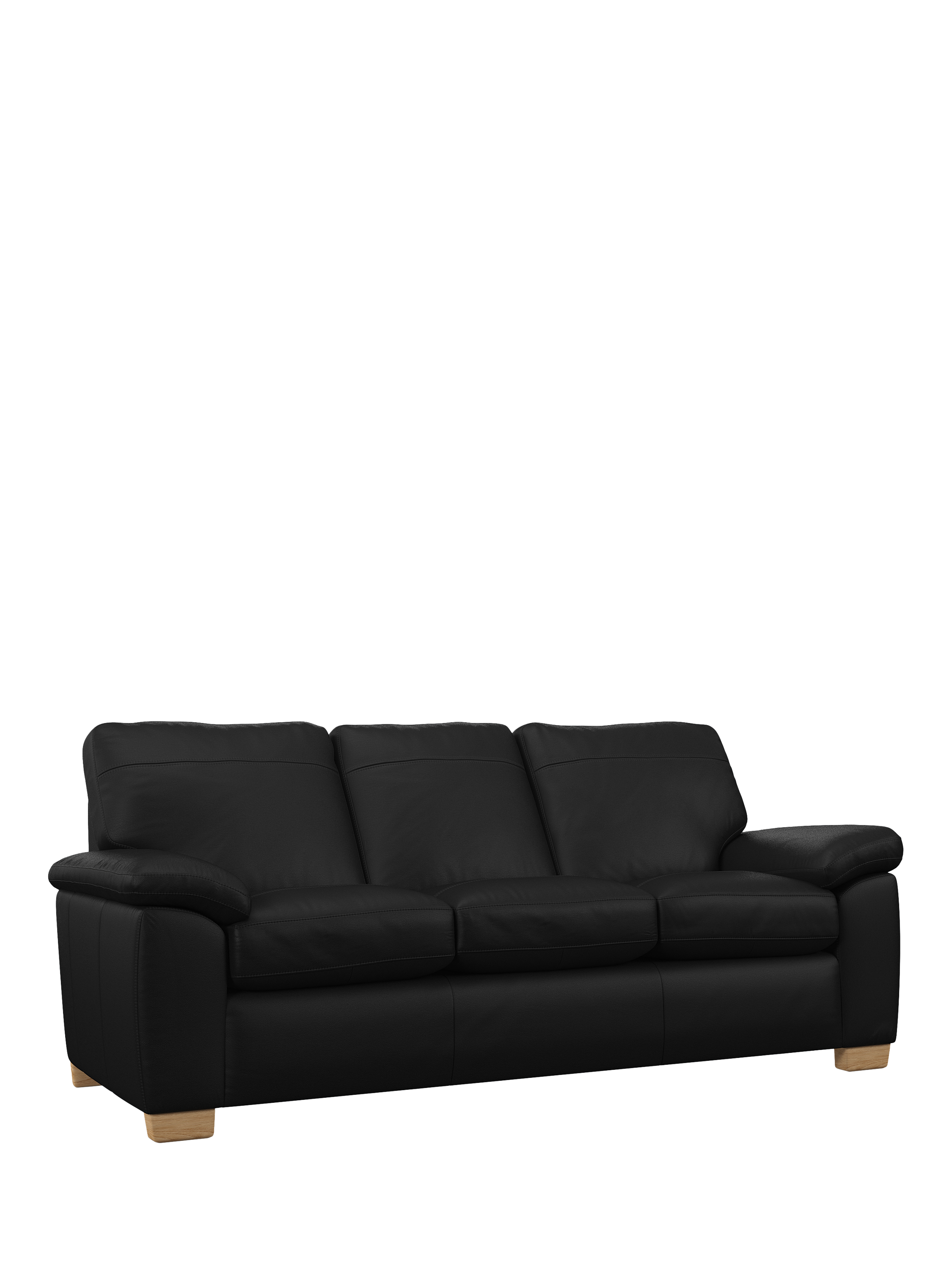 Camden Range, John Lewis Camden Grand 4 Seater Leather Sofa, Light Leg, Matt Black