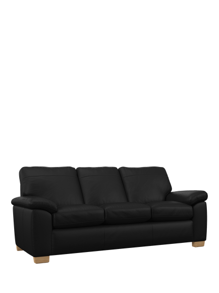 John Lewis Camden Grand 4 Seater Leather Sofa, Light Leg, Matt Black