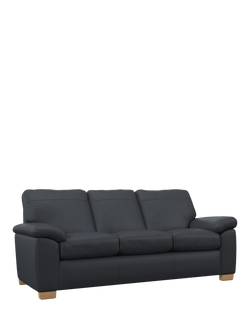 John Lewis Camden Grand 4 Seater Leather Sofa, Light Leg, Matt Navy
