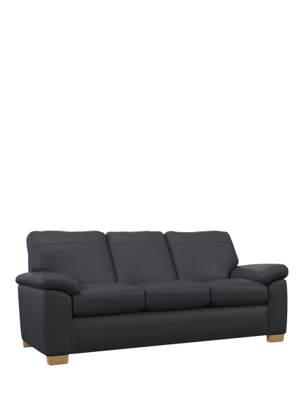 John Lewis Camden Grand 4 Seater Leather Sofa, Light Leg, Matt Navy