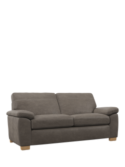 John Lewis Camden Large 3 Seater Leather Sofa, Light Leg, Demetra Grey