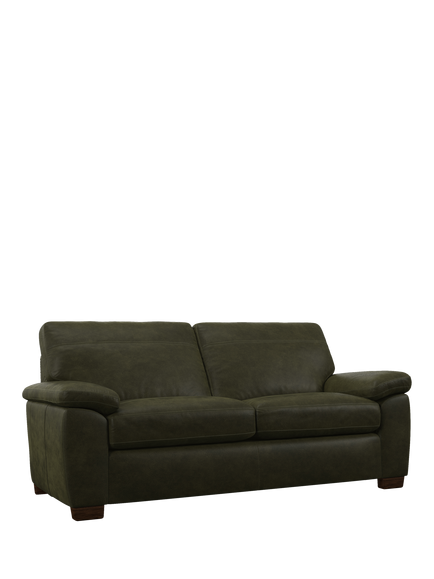 John Lewis Camden Large 3 Seater Leather Sofa, Dark Leg, Demetra Green