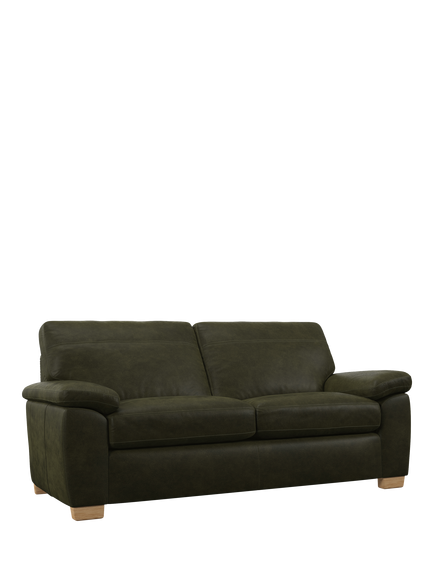 John Lewis Camden Large 3 Seater Leather Sofa, Light Leg, Demetra Green