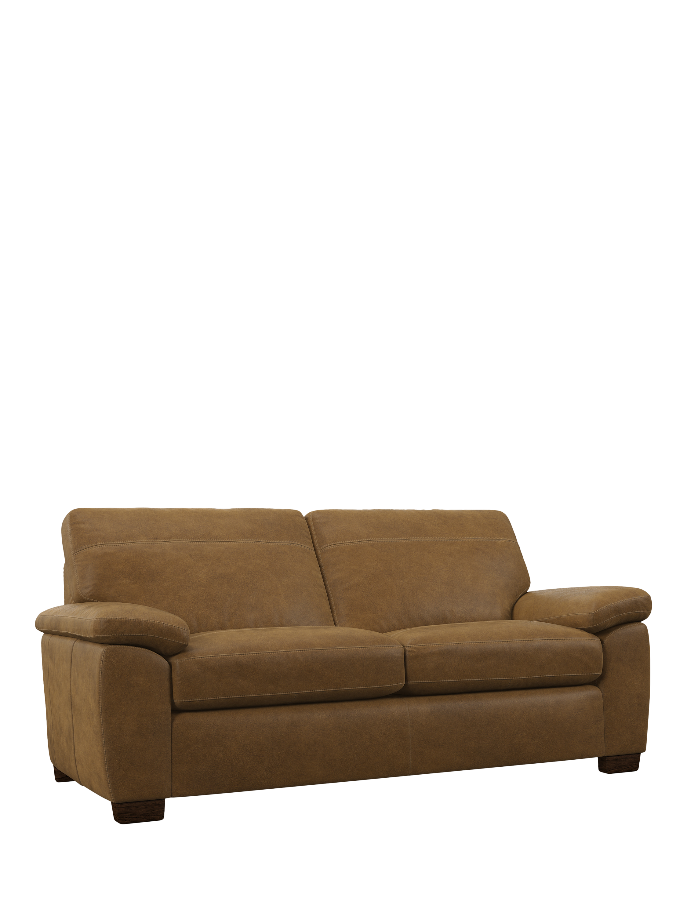 Camden Range, John Lewis Camden Large 3 Seater Leather Sofa, Dark Leg, Demetra Light Tan