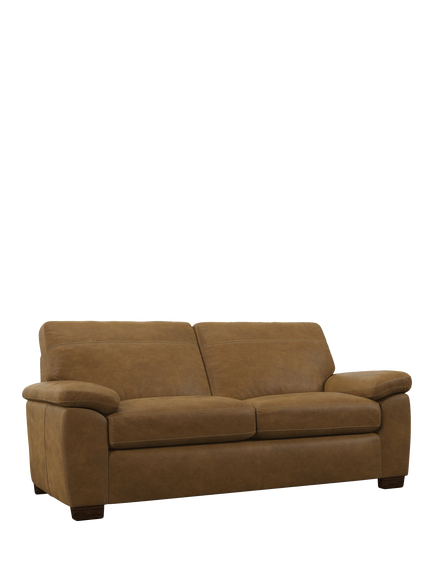 John Lewis Camden Large 3 Seater Leather Sofa, Dark Leg, Demetra Light Tan