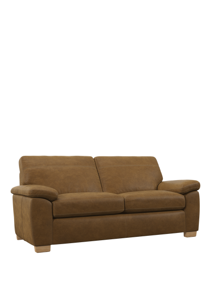 John Lewis Camden Large 3 Seater Leather Sofa, Light Leg, Demetra Light Tan