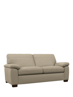 John Lewis Camden Large 3 Seater Leather Sofa, Dark Leg, Matt Pearl