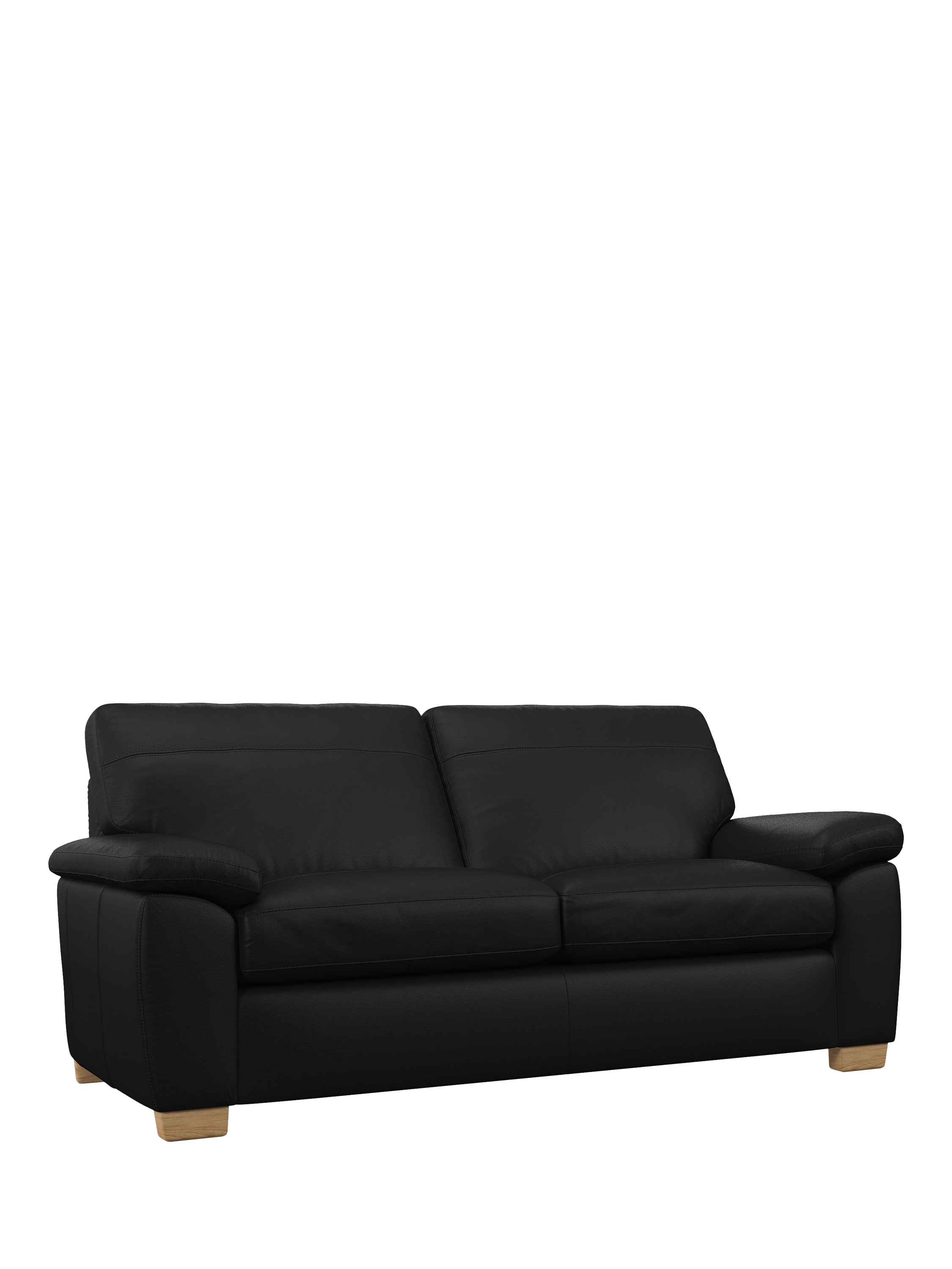 Camden Range, John Lewis Camden Large 3 Seater Leather Sofa, Light Leg, Matt Black
