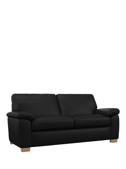 John Lewis Camden Large 3 Seater Leather Sofa, Light Leg, Matt Black