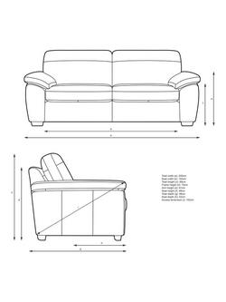 John Lewis Camden Large 3 Seater Leather Sofa, Light Leg - view 2, Matt Black