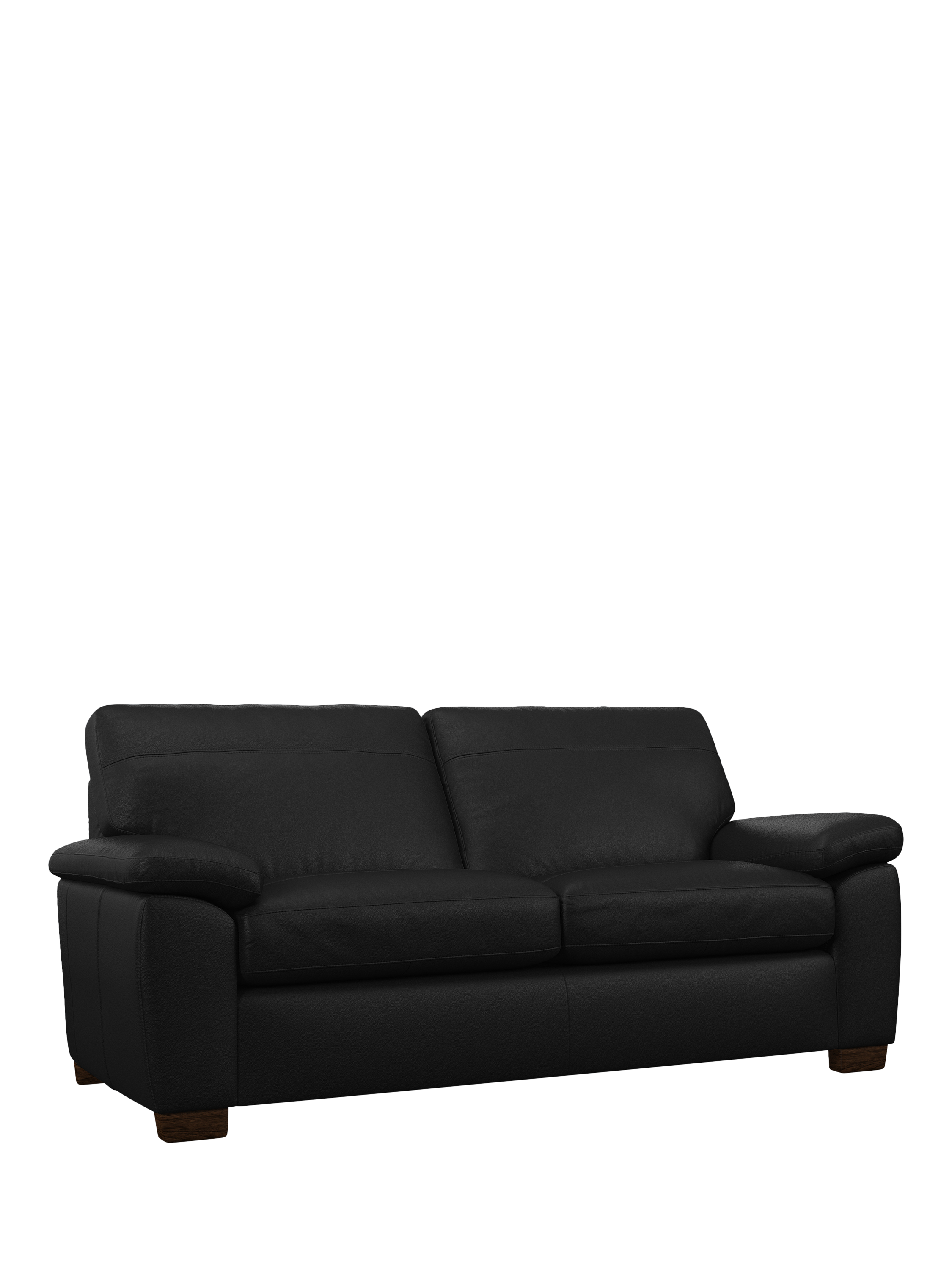 Camden Range, John Lewis Camden Large 3 Seater Leather Sofa, Dark Leg, Matt Black