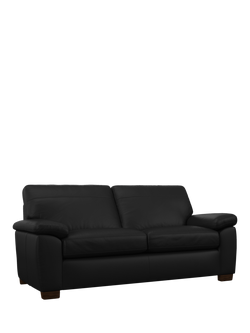 John Lewis Camden Large 3 Seater Leather Sofa, Dark Leg, Matt Black