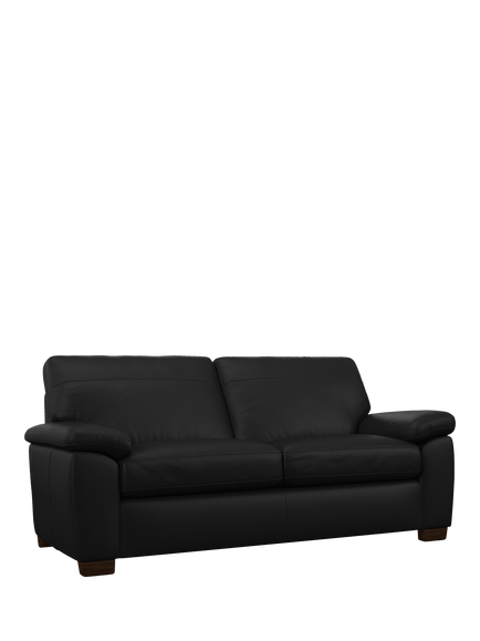 John Lewis Camden Large 3 Seater Leather Sofa, Dark Leg, Matt Black