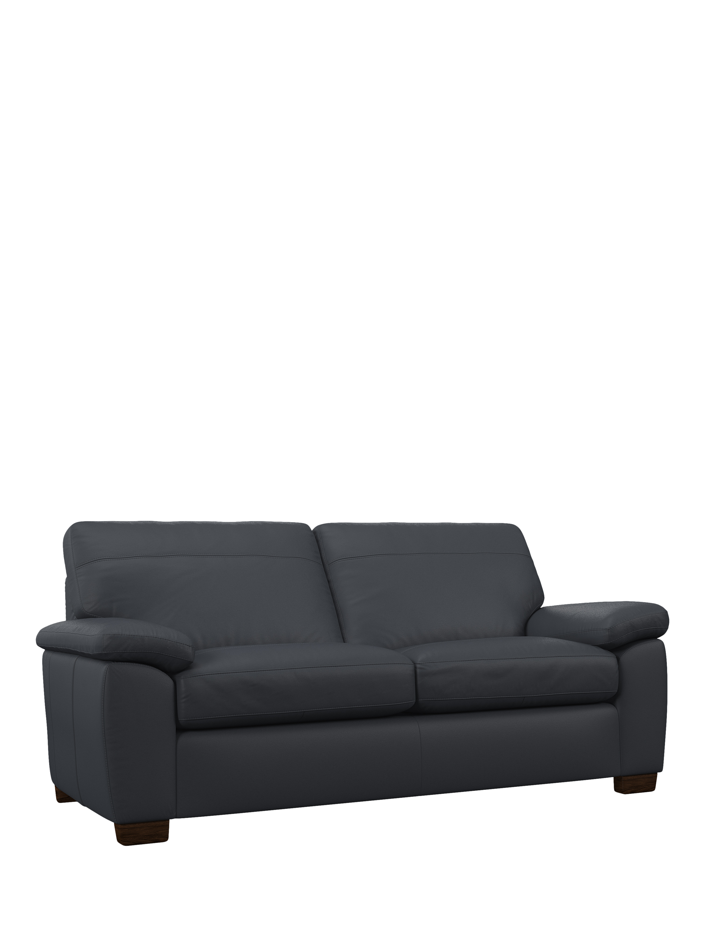 Camden Range, John Lewis Camden Large 3 Seater Leather Sofa, Dark Leg, Matt Navy
