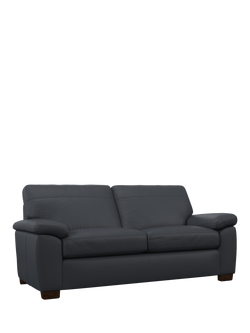 John Lewis Camden Large 3 Seater Leather Sofa, Dark Leg, Matt Navy