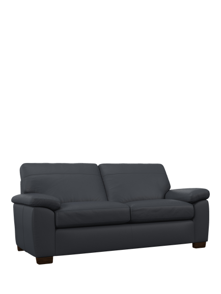 John Lewis Camden Large 3 Seater Leather Sofa, Dark Leg, Matt Navy