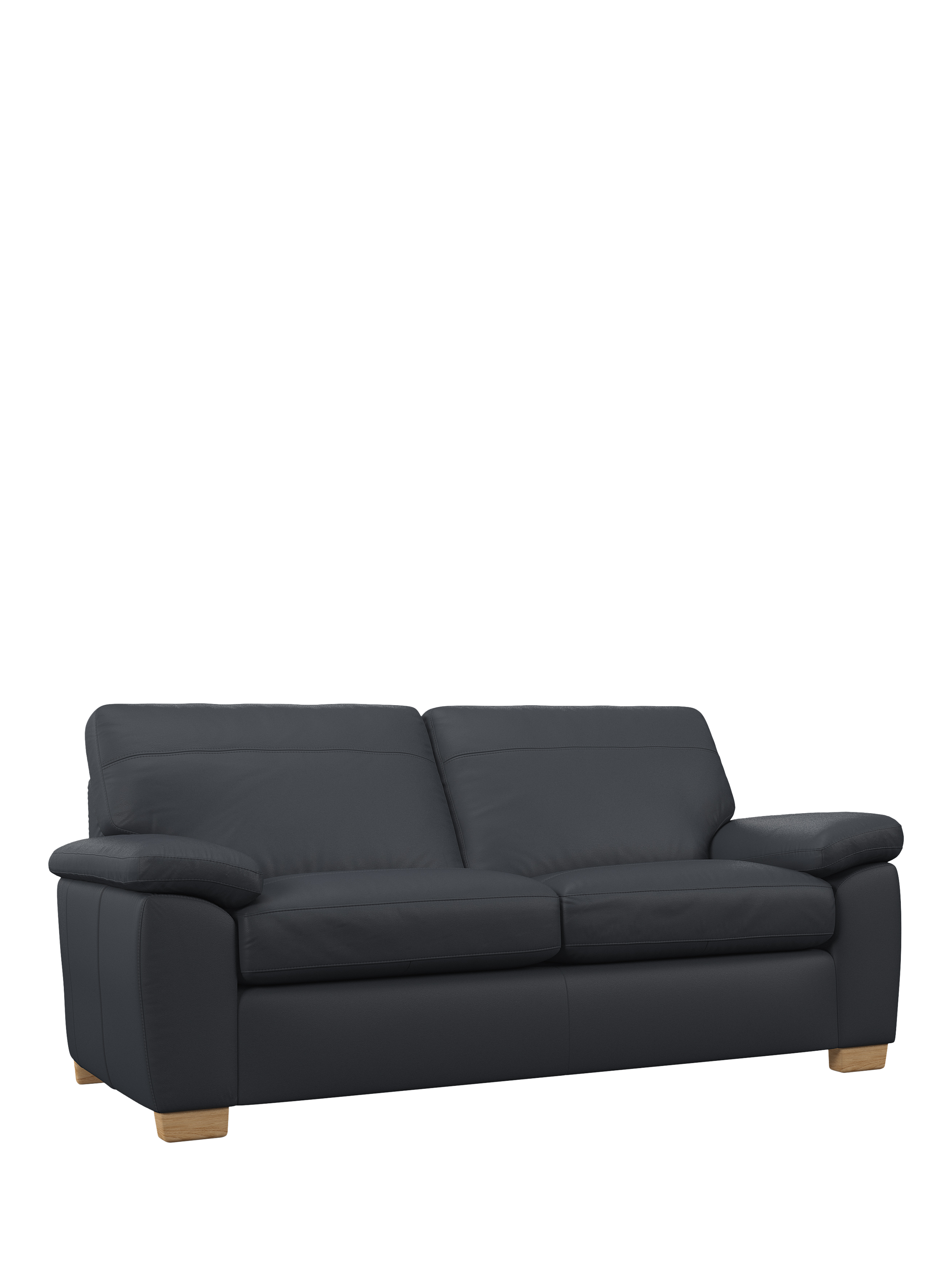 Camden Range, John Lewis Camden Large 3 Seater Leather Sofa, Light Leg, Matt Navy