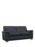 John Lewis Camden Large 3 Seater Leather Sofa, Light Leg, Matt Navy