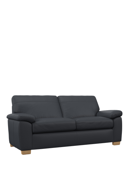 John Lewis Camden Large 3 Seater Leather Sofa, Light Leg, Matt Navy