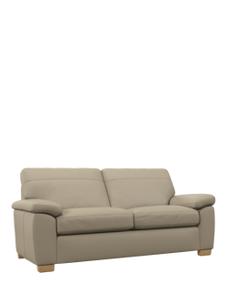 John Lewis Camden Large 3 Seater Leather Sofa, Light Leg, Matt Pearl