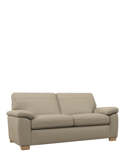 John Lewis Camden Large 3 Seater Leather Sofa, Light Leg, Matt Pearl