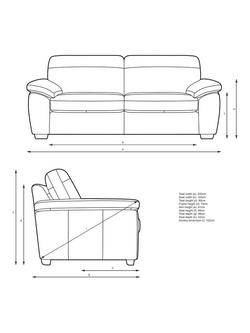 John Lewis Camden Large 3 Seater Leather Sofa, Dark Leg - view 2, Vintage Shadow