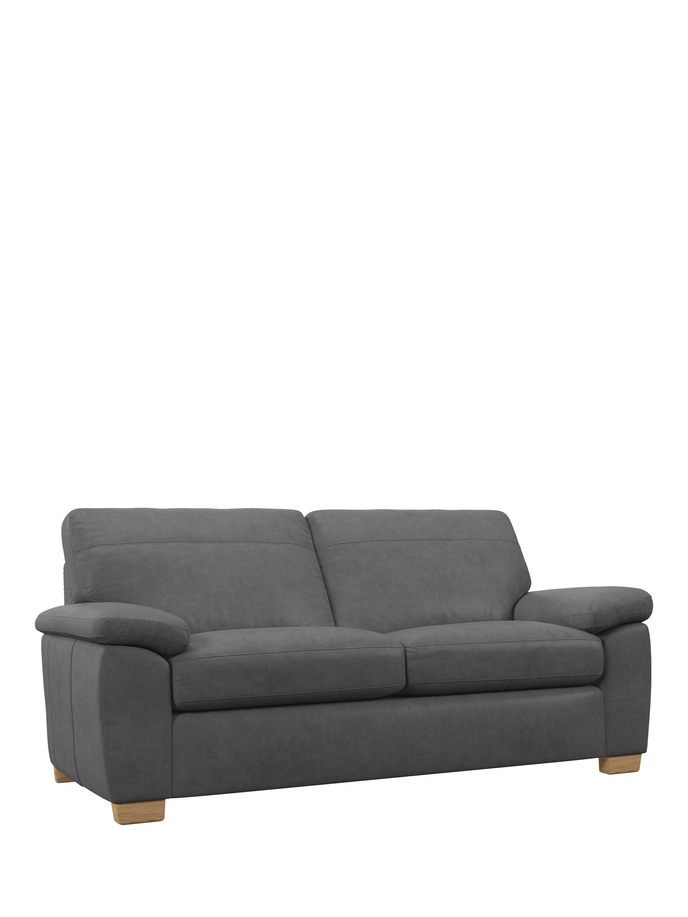 Camden Range, John Lewis Camden Large 3 Seater Leather Sofa, Light Leg, Vintage Shadow