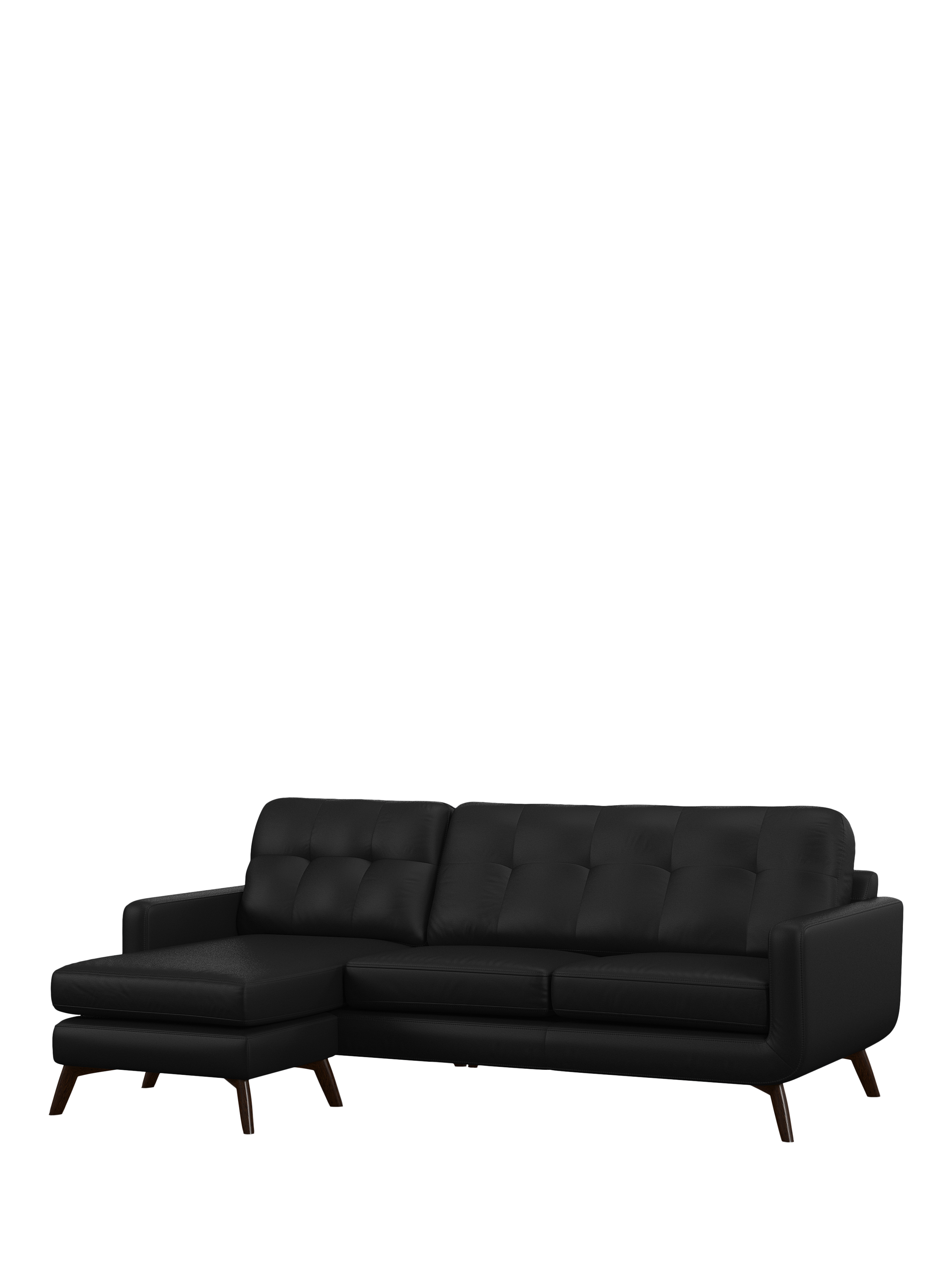 Barbican Range, John Lewis Barbican LHF Chaise Leather Sofa, Dark Leg, Matt Black