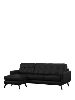 John Lewis Barbican LHF Chaise Leather Sofa, Dark Leg, Matt Black