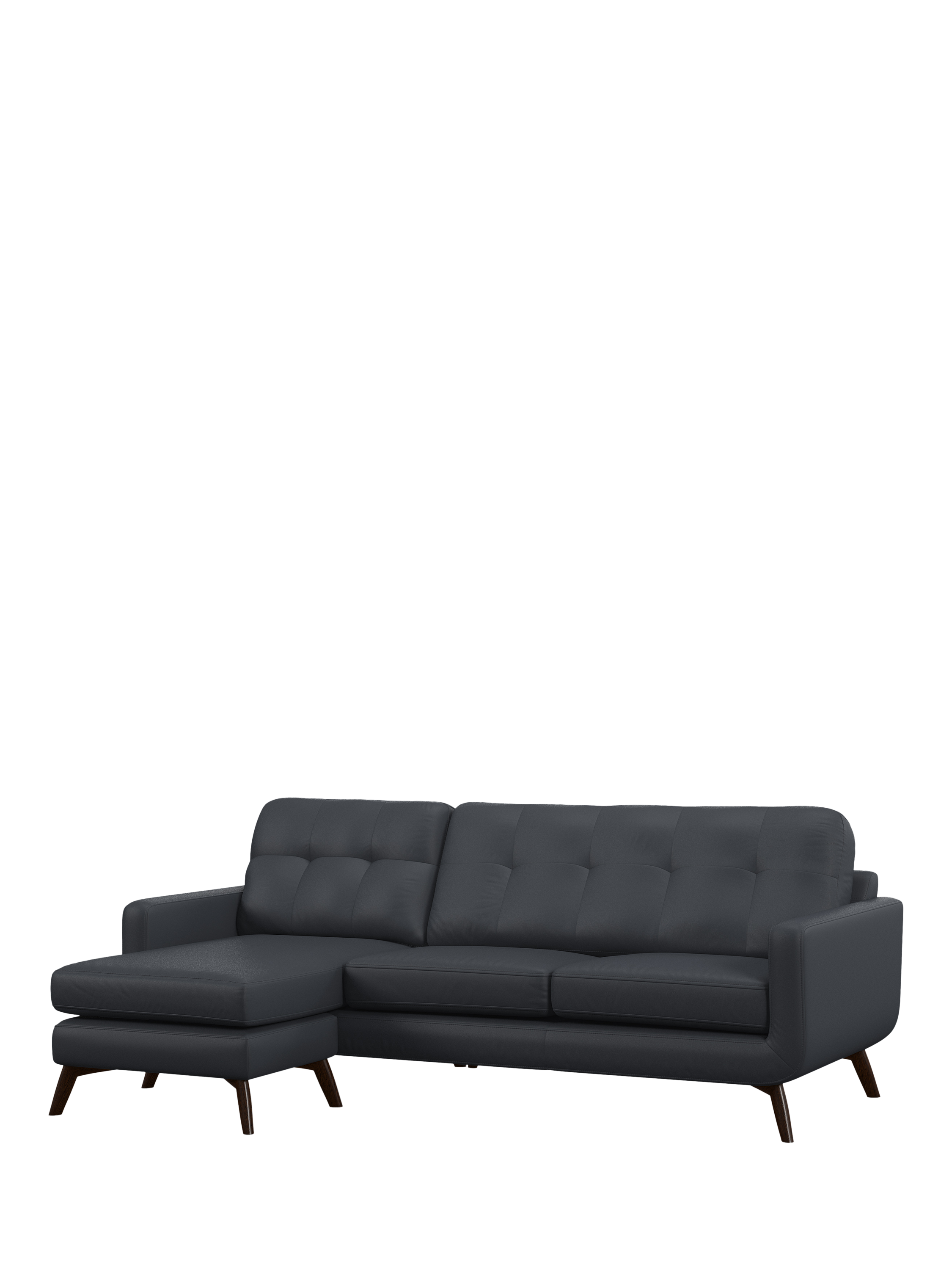 Barbican Range, John Lewis Barbican LHF Chaise Leather Sofa, Dark Leg, Matt Navy