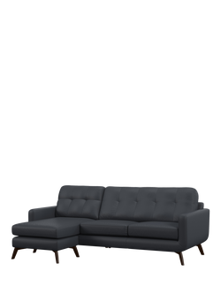 John Lewis Barbican LHF Chaise Leather Sofa, Dark Leg, Matt Navy