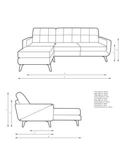 John Lewis Barbican LHF Chaise Leather Sofa, Dark Leg - view 2, Matt Pearl