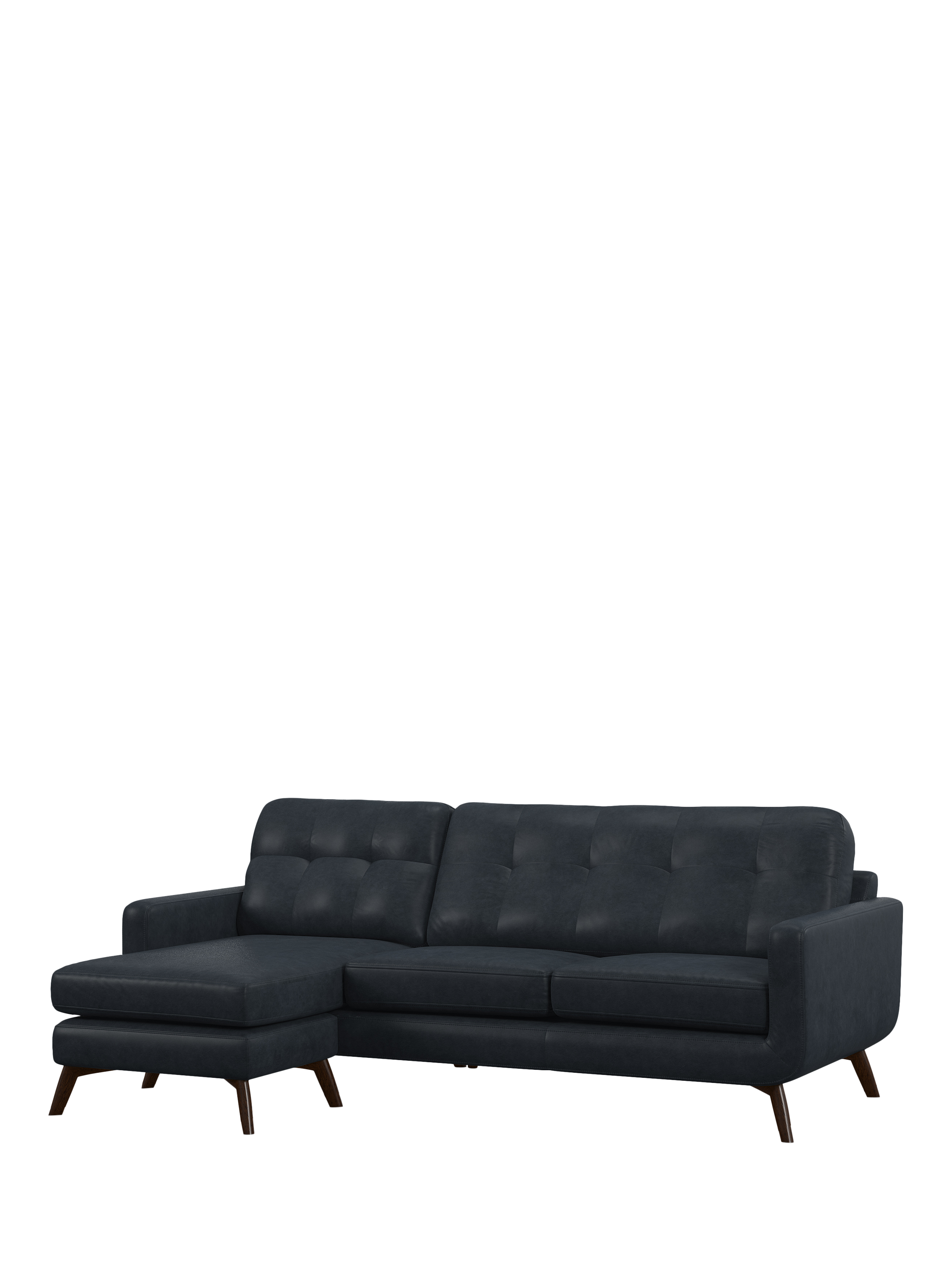 Barbican Range, John Lewis Barbican LHF Chaise Leather Sofa, Dark Leg, Vintage Jeans