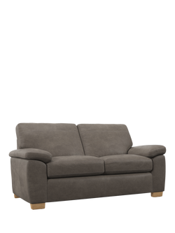 John Lewis Camden Medium 2 Seater Leather Sofa, Light Leg, Demetra Grey