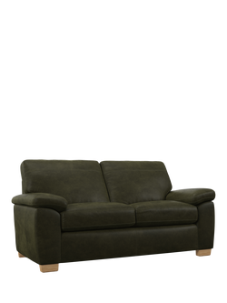John Lewis Camden Medium 2 Seater Leather Sofa, Light Leg, Demetra Green