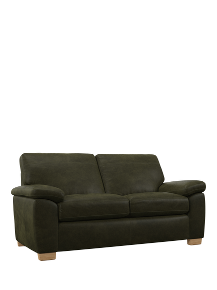 John Lewis Camden Medium 2 Seater Leather Sofa, Light Leg, Demetra Green