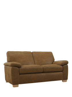 John Lewis Camden Medium 2 Seater Leather Sofa, Light Leg, Demetra Light Tan