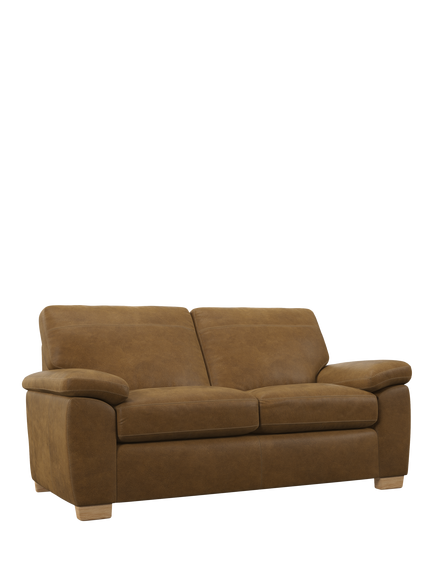 John Lewis Camden Medium 2 Seater Leather Sofa, Light Leg, Demetra Light Tan