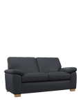 John Lewis Camden Medium 2 Seater Leather Sofa, Light Leg, Matt Navy